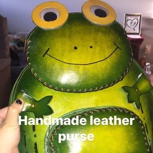 Hand made leather frog purse